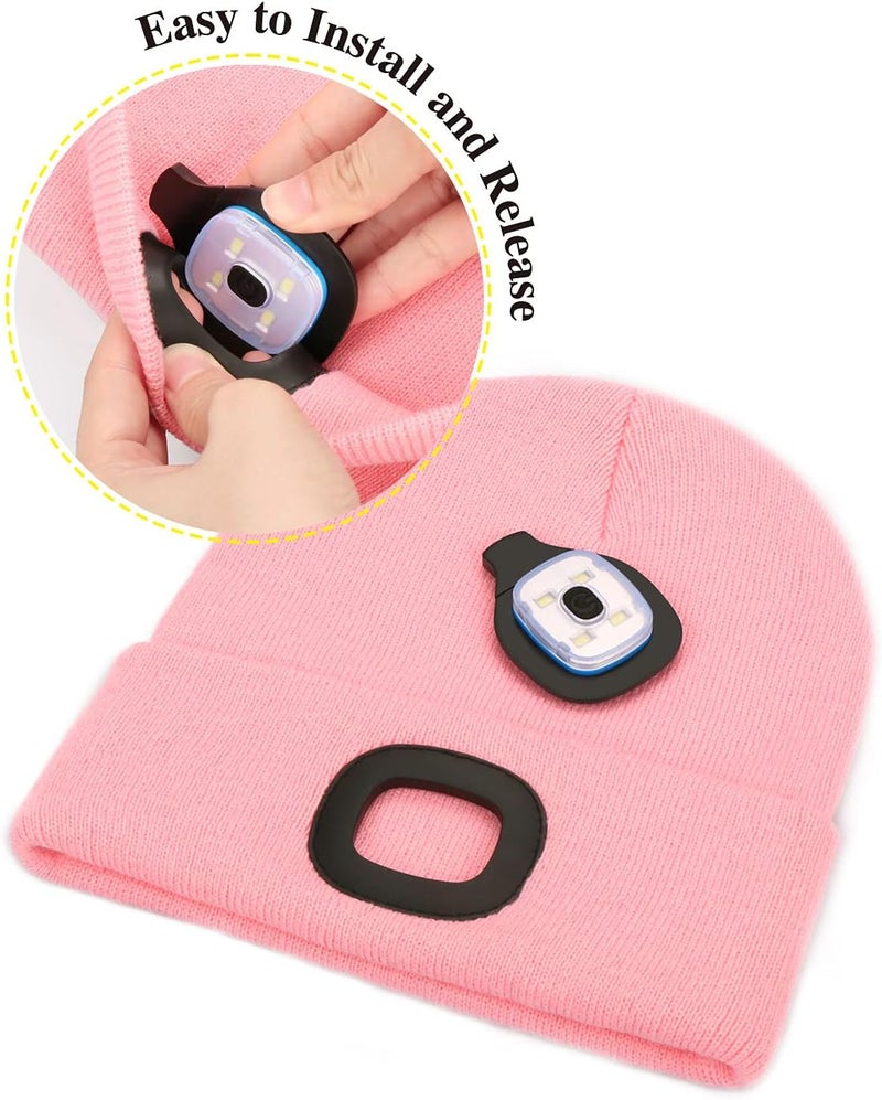 MELASA Unisex Hat with Light, USB Rechargeable Hands Free Headlamp LED Beanie, Winter Gifts for Men Dad Father Husband Him - Image 4