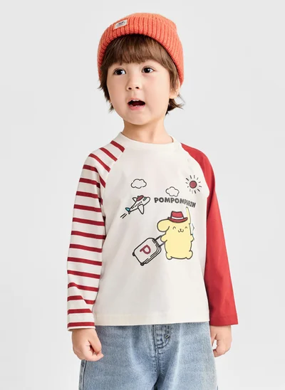Balabala Boy Toddler Round v-neck long-sleeved T-shirt