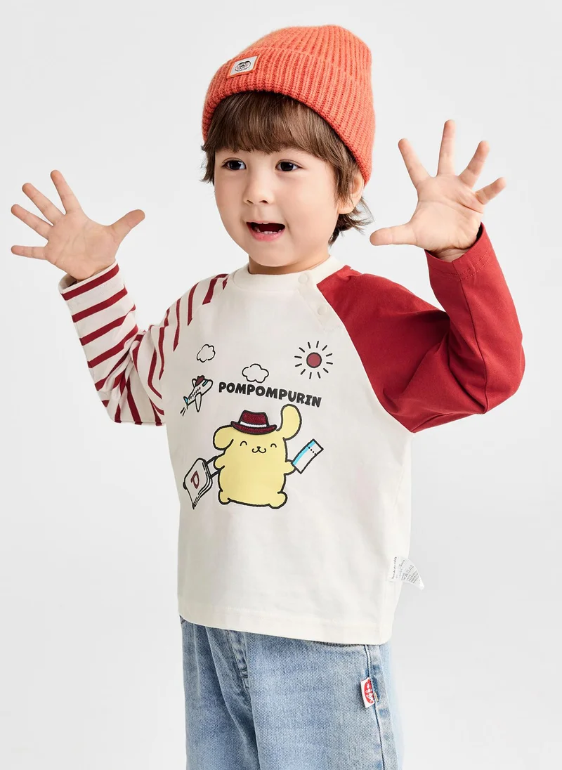 Balabala Boy Toddler Round v-neck long-sleeved T-shirt