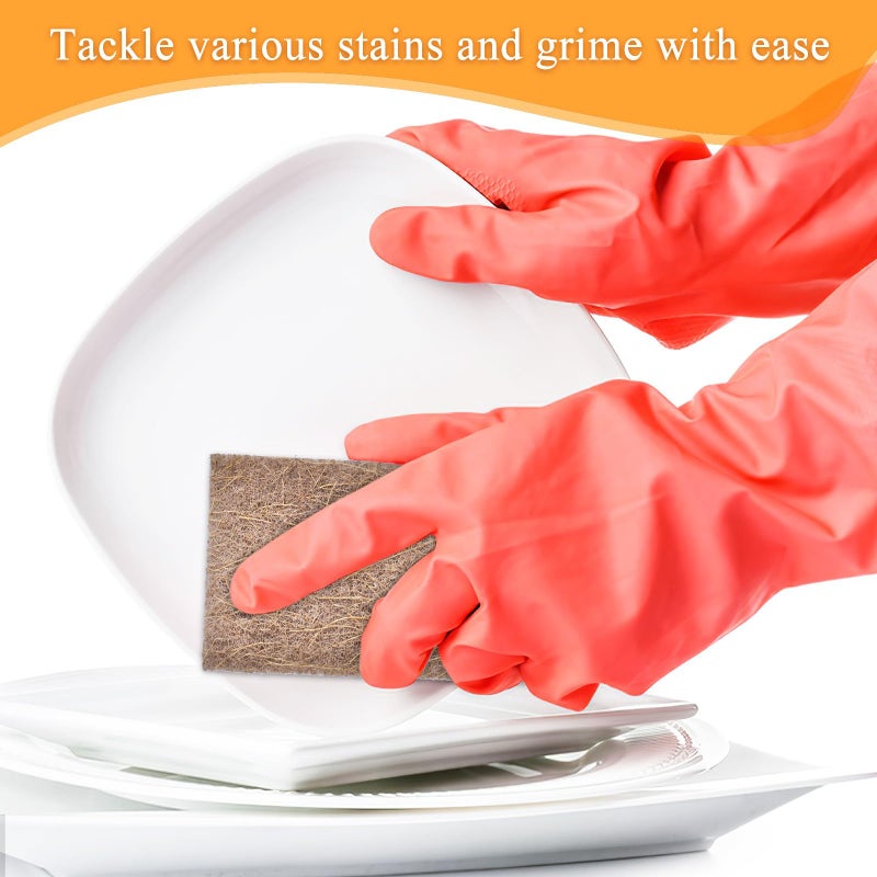 Natural Coconut Fiber Scrub Sponges 12 Pack Non Scratch Dishwashing Sink Cleaning - Image 3