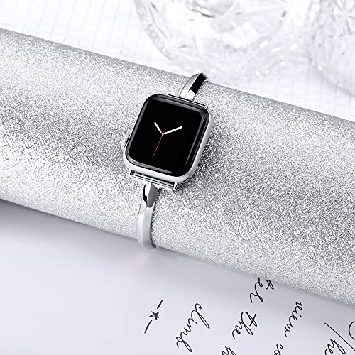 PlusRoc Stainless Steel Band Compatible with Apple Watch Band 38mm 40mm 41mm 42mm(Series 11/10) iWatch SE Series 11 10 9 8 7 6 5 4 3 2 1, Slim Versatile Bangle Bracelet for Women, Silver - Image 2