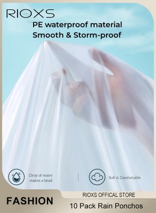 10 Pcs Rain Ponchos for Adults, Disposable Plastic Raincoats Rain Ponchos with Drawstring Hoods, Disposable Emergency Ponchos, Reusable Rain Coats Perfect for Camping Hiking Travel - view 2