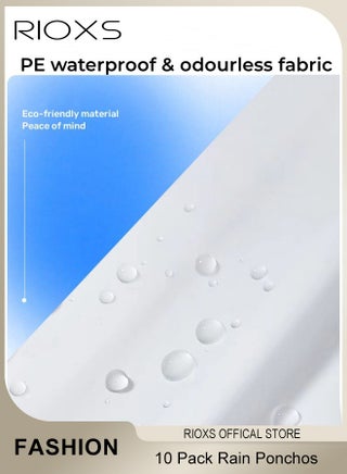 10 Pcs Rain Ponchos for Adults, Disposable Plastic Raincoats Rain Ponchos with Drawstring Hoods, Disposable Emergency Ponchos, Reusable Rain Coats Perfect for Camping Hiking Travel - view 4