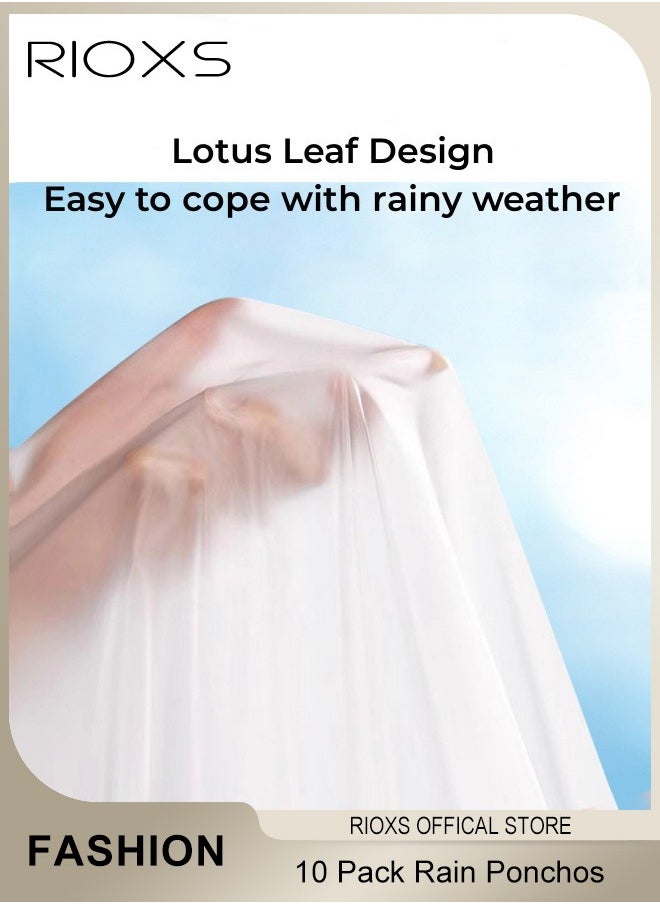 RIOXS 10 Pcs Rain Ponchos for Adults, Disposable Plastic Raincoats Rain Ponchos with Drawstring Hoods, Disposable Emergency Ponchos, Reusable Rain Coats Perfect for Camping Hiking Travel  - Image 3