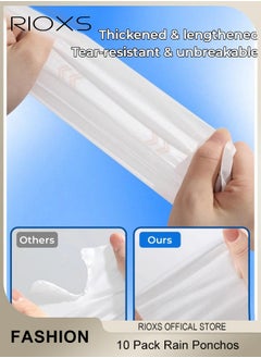 RIOXS 10 Pcs Rain Ponchos for Adults, Disposable Plastic Raincoats Rain Ponchos with Drawstring Hoods, Disposable Emergency Ponchos, Reusable Rain Coats Perfect for Camping Hiking Travel  - Image 5