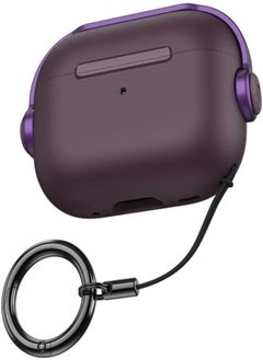Plastic Protective Case Cover For Apple Airpod Pro with Keychain Clip and Lock for The Airpod, Dark Purple