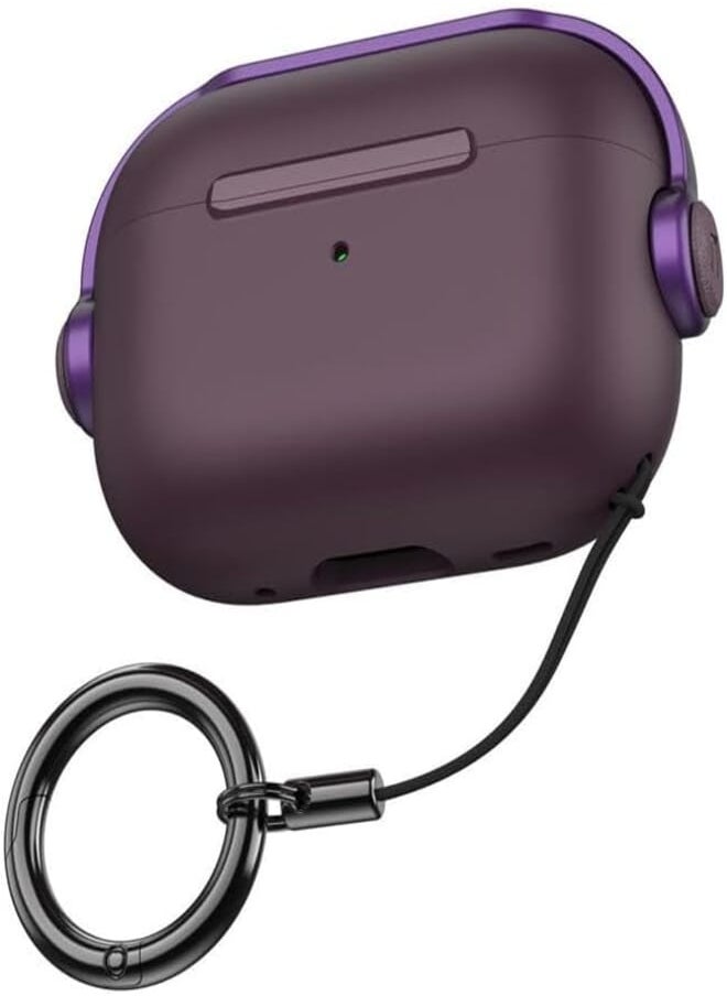 Generic - Plastic Protective Case Cover For Apple Airpod Pro with Keychain Clip and Lock for The Airpod, Dark Purple - Image 1