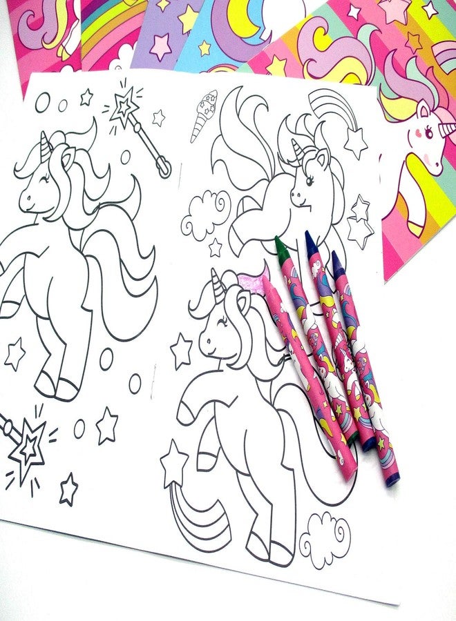 TINYMILLS Unicorn Coloring Book Set for Kids Party Favors with 12 Coloring Books and 48 Crayons Unicorn Birthday Party Favor Bag Filler Unicorn Party Carnival Prizes Classroom Rewards - Image 3