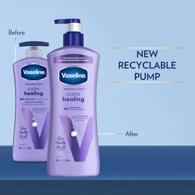 Vaseline Intensive Care Calm Healing Body Lotion 3 count for Dry Skin Made with Ultra-Hydrating Lipids and Lavender Extract to Heal and Restore Dry Skin 20.3 oz - Image 3
