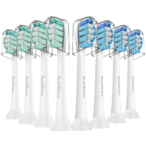 SuitShine Replacement Toothbrush Heads Compatible with Philips Sonicare and More Clickon Handles 8 Pack White