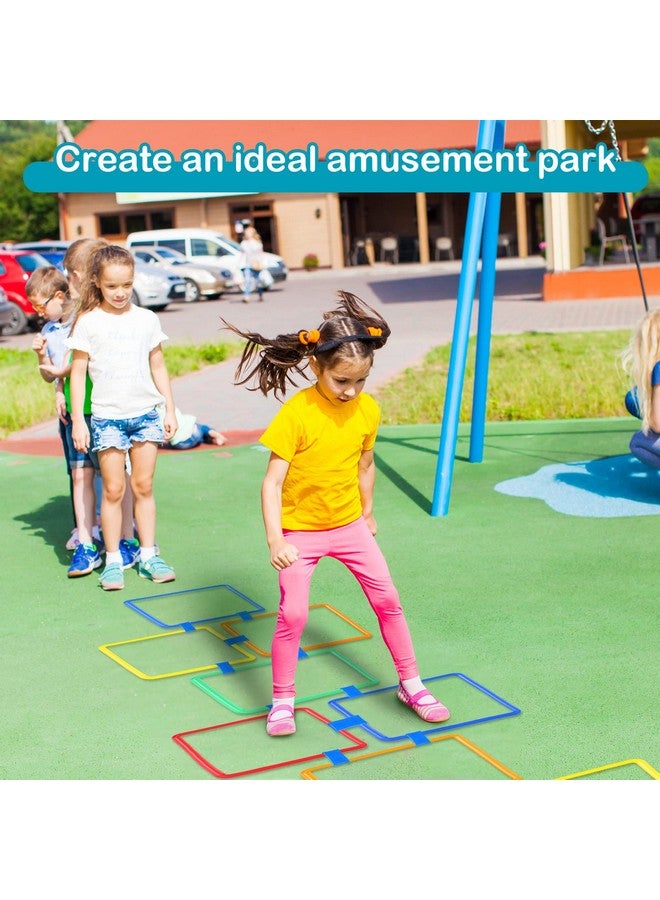 Woanger ووانجر 2 مجموعة من مربعات القفز الخارجي 20 قطعة لعبة حلقة القفز مع 30 قطعة موصلات دورة عقبات داخلية وخارجية لتدريب الأطفال على الرشاقة (حلقة، مربع، 11 بوصة، 15 بوصة) - Image 4