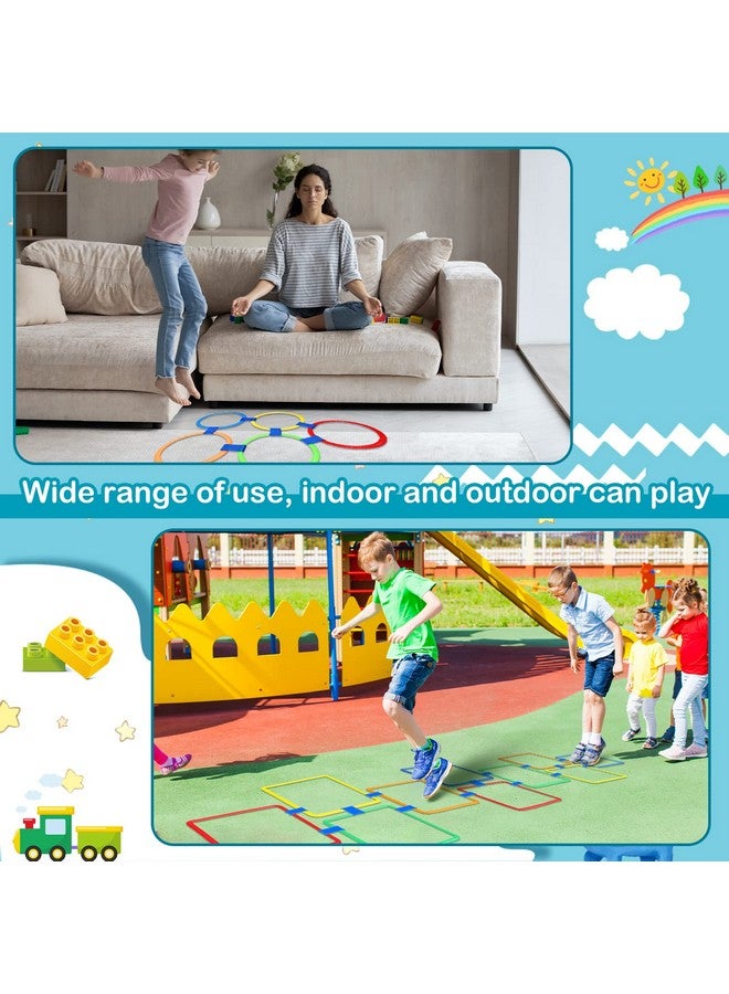 Woanger ووانجر 2 مجموعة من مربعات القفز الخارجي 20 قطعة لعبة حلقة القفز مع 30 قطعة موصلات دورة عقبات داخلية وخارجية لتدريب الأطفال على الرشاقة (حلقة، مربع، 11 بوصة، 15 بوصة) - Image 5