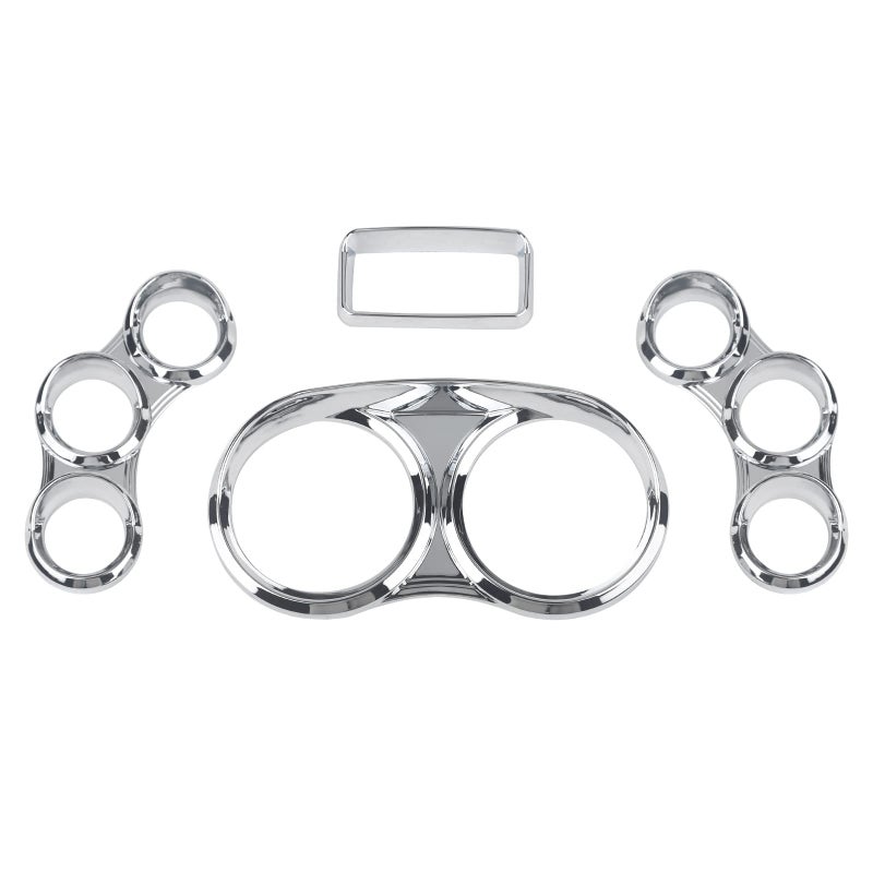VASTAUTO Peterbilt Center Gauge Cover Kit Compatible with 2006-2022 Peterbilt 379 384 386 387 388 389 Instrument Dash Center Gauge Cover (Chrome) - Image 1