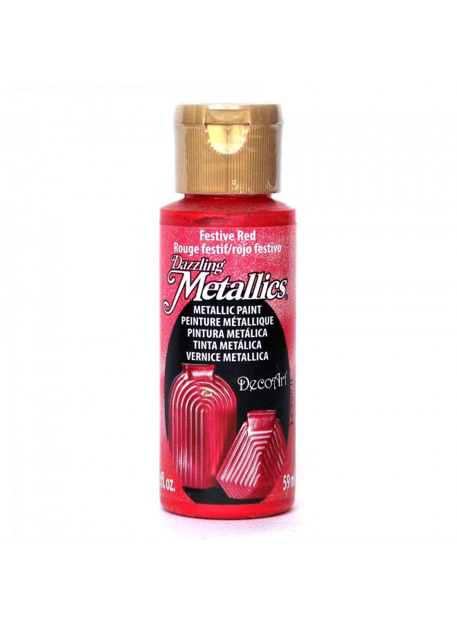 DecoArt Dazzling Metallics 2-Ounce Festive Red Acrylic Paint - Image 1