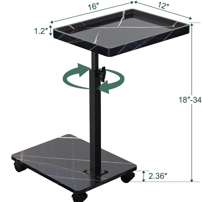 XNSDXV C Table End Table Adjustable Height, 360Â°Swivel TV Tray Table for Small Spaces, Couch Tables That slide under, C Shaped Side Tables living room and bedroom for Sofa, Bed,Chair, Snack (1, Black) - Image 2