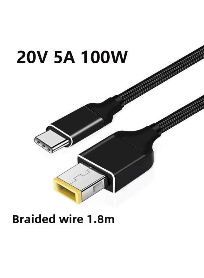 TyPEC Data Cable Is Suitable For Lenovo Notebook Computer Square Port With Needle Thinkpad X1 Power Supply Pd Fast Charging Line-Color:typec  100W1.8m  - Image 1