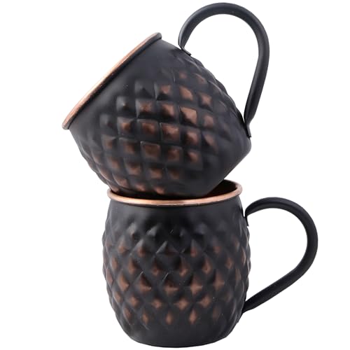 Staglife 16 Oz Black Moscow Mule Mugs Pure Copper Cups for Drinking Water Gifts for Him Her on Anniversary Real Genuine Copper Mugs for Moscow Mules Handcrafted Unlined Solid Cup Mug Set of 2 - Image 1