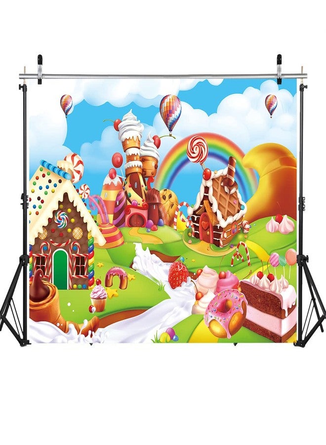 RUYI Candyland Backdrop 7x5FT Cartoon Rainbow Lollipop Icecream Sweet Donut Candy Photography Background for 1st First Birthday Party Decoration Baby Shower Photo Props (84x60 inch) - Image 2