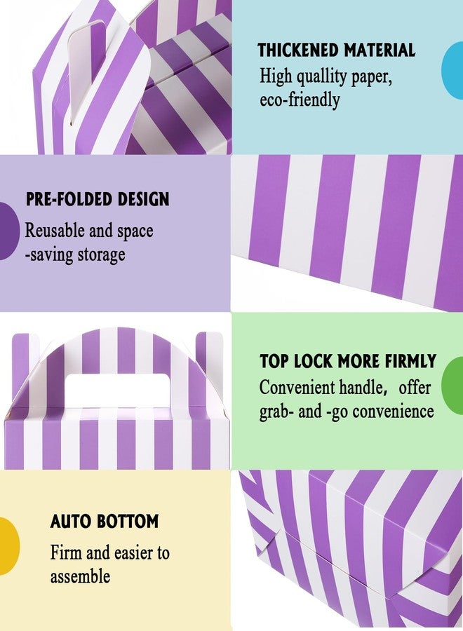 Skyygemm 24 Pcs Carnival Treat Boxes Circus Gable Gift Box Rainbow Pastel Striped Paper Favors Snack Goodie Boxes for Birthday Carnival Theme Party Decorations, 6 x 3.5 x 3.5 Inch - Image 4