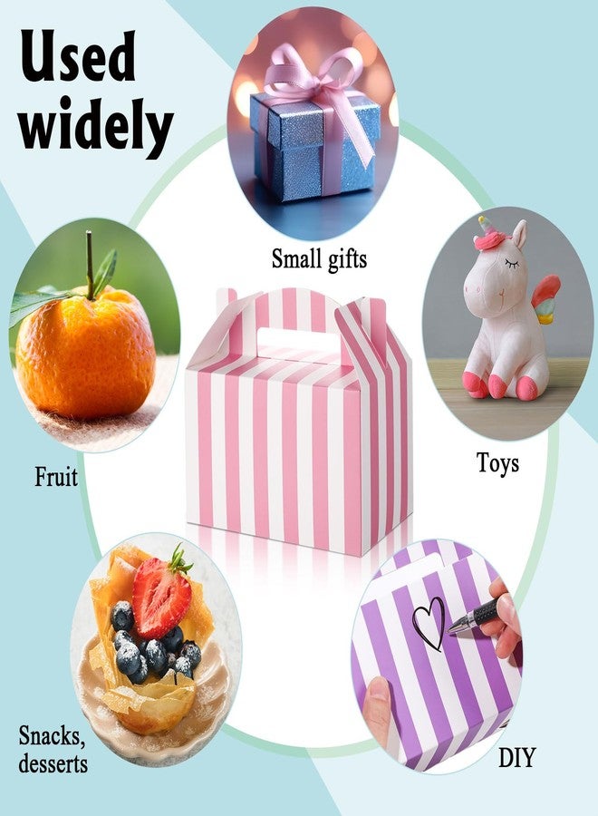 Skyygemm 24 Pcs Carnival Treat Boxes Circus Gable Gift Box Rainbow Pastel Striped Paper Favors Snack Goodie Boxes for Birthday Carnival Theme Party Decorations, 6 x 3.5 x 3.5 Inch - Image 5