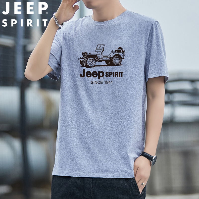 Jeep Spirit Men'S Short-Sleeved T-Shirt Summer Trendy Loose T-Shirt Trendy Brand Half-Sleeved Men'S Top 279027 - Image 1