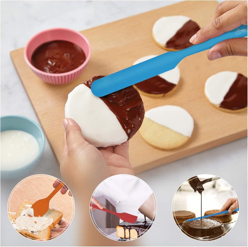 hotec Heat Resistant 600℉ Food Grade Silicone Rubber Spatula Set for Baking, Cooking, and Mixing Non Stick Dishwasher Safe BPA-Free Multicolor Set of 5 - Image 3