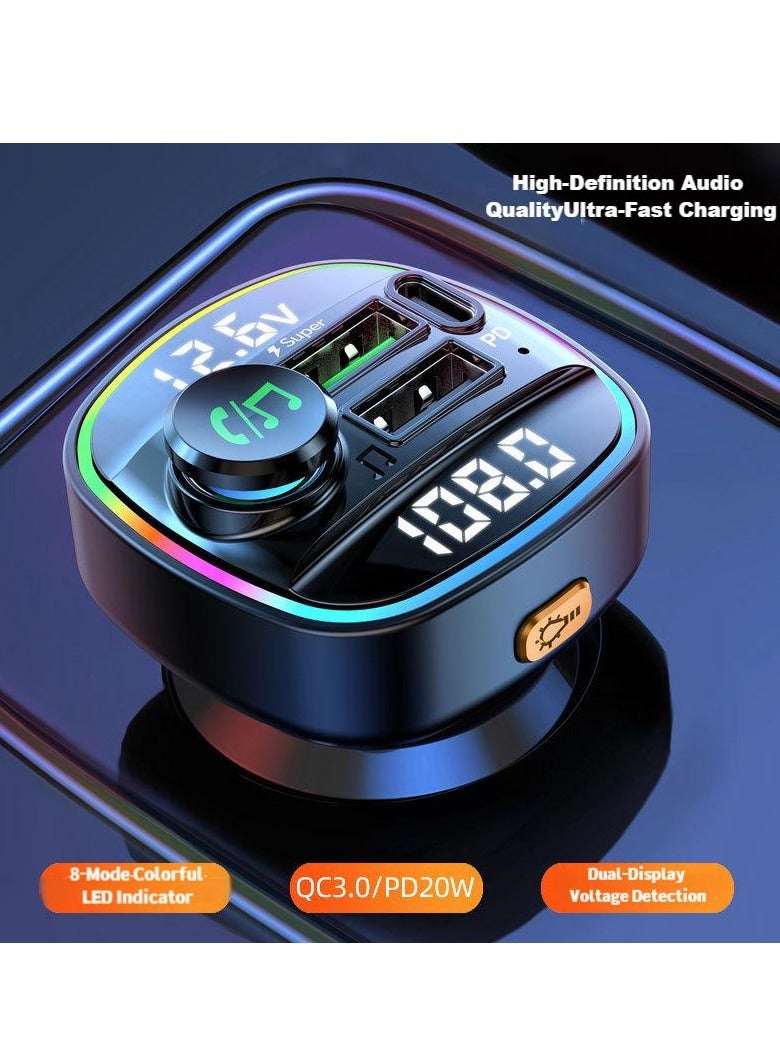 Generic Dual Display Voltage Detection for Car Bluetooth Charger Car MP3 Bluetooth Player Lossless Sound Quality USB Quick Charge  - Image 2