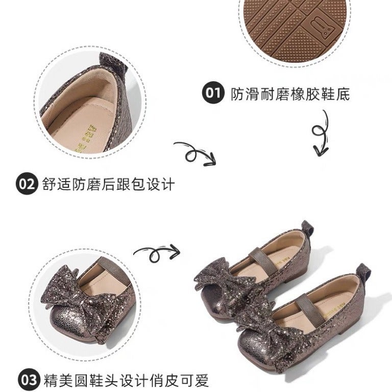Canyze Girls Princess Shoes 2024 Autumn New Children Bow Leather Shoes Soft Sole Performance Dance Shoes - Image 4