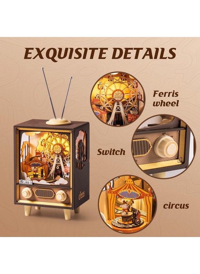 Robotime Wooden Music Box 3D Puzzles For Adults Diy Model Kits To Build Book Nook Hobby Personalized Crafts Gift Home Decoration (Sunset Carnival)  - Image 2