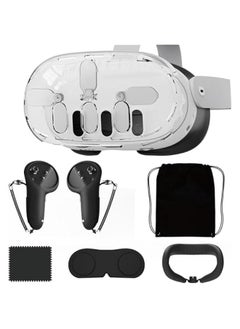 مجموعة حافظات واقية لجهاز Meta Quest 3، ملحقات لجهاز Oculus Quest 3، حافظة مقاومة للصدمات والخدش مع غطاء سماعة رأس واحد، 2 مقبض وحدة تحكم، 3 عدسات كاميرا من الزجاج المقوى