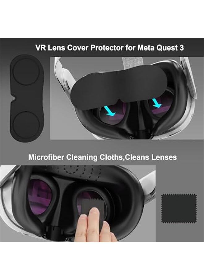 ماركة غير محددة - مجموعة حافظات واقية لجهاز Meta Quest 3، ملحقات لجهاز Oculus Quest 3، حافظة مقاومة للصدمات والخدش مع غطاء سماعة رأس واحد، 2 مقبض وحدة تحكم، 3 عدسات كاميرا من الزجاج المقوى - Image 1