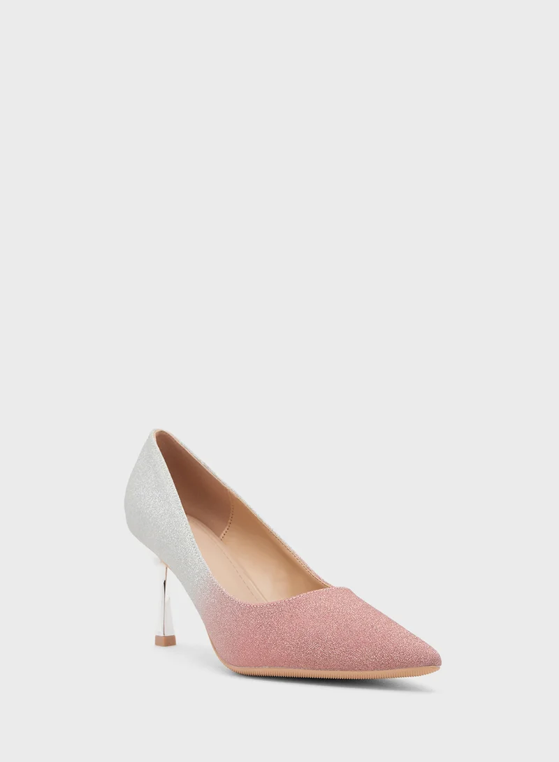 جينجر High Heeled Glitter Pump