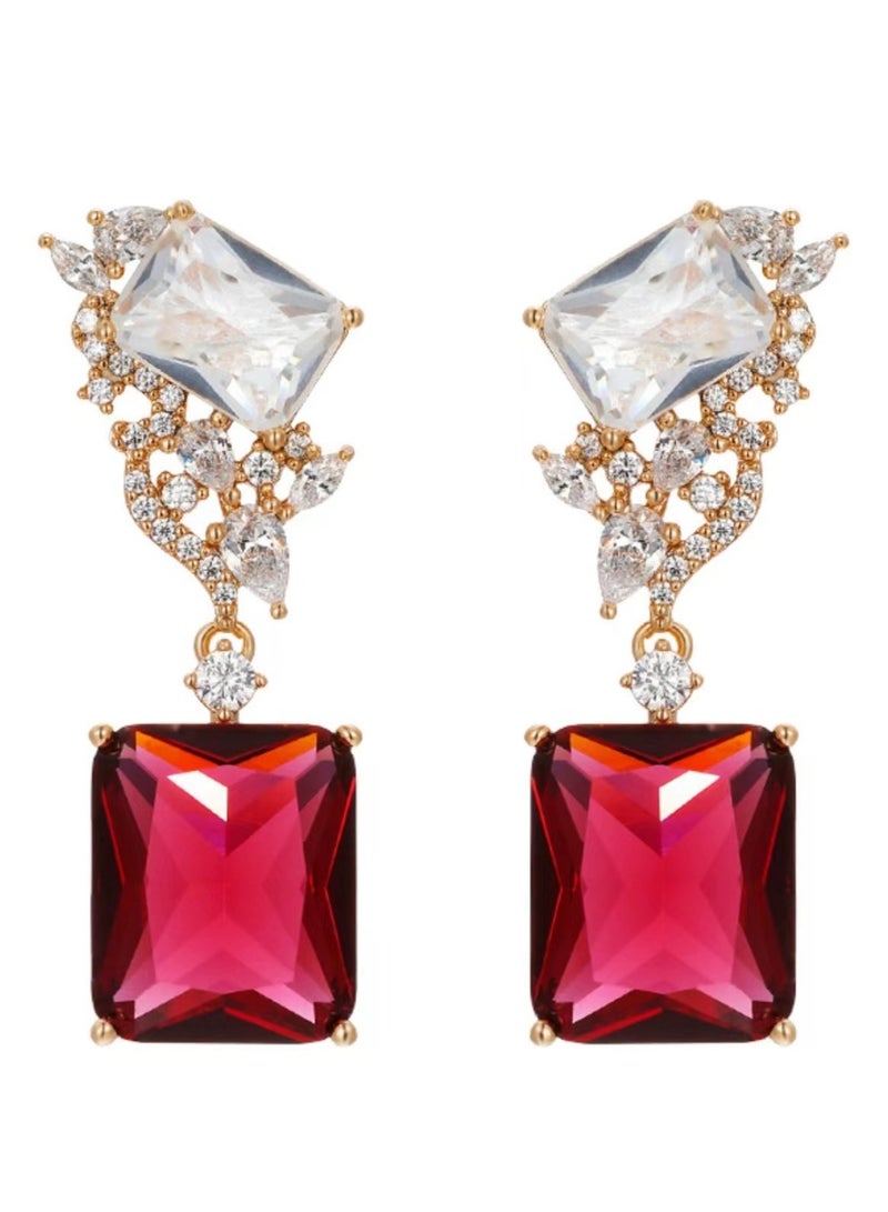 XUPING Synthetic Stone Ruby Dangle Earrings for Women Fashion Jewelry Party - Image 1