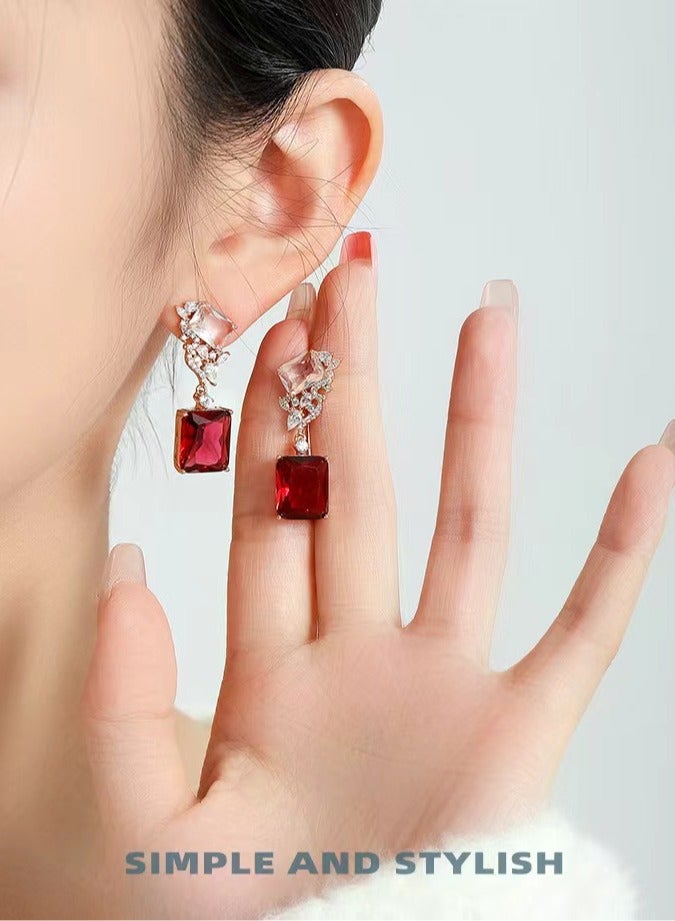 XUPING Synthetic Stone Ruby Dangle Earrings for Women Fashion Jewelry Party - Image 2