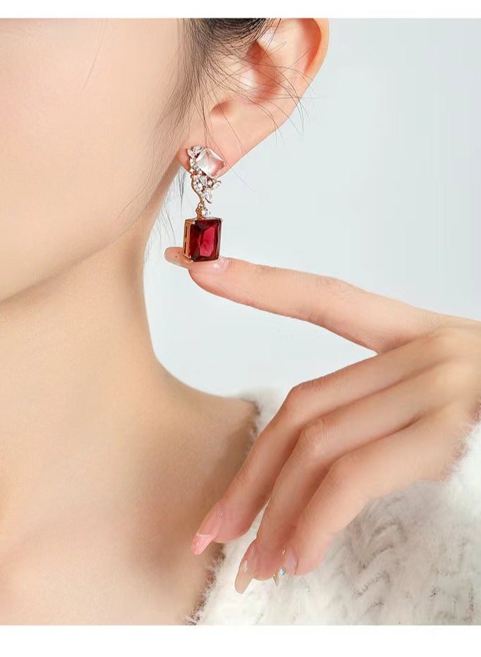 XUPING Synthetic Stone Ruby Dangle Earrings for Women Fashion Jewelry Party - Image 4