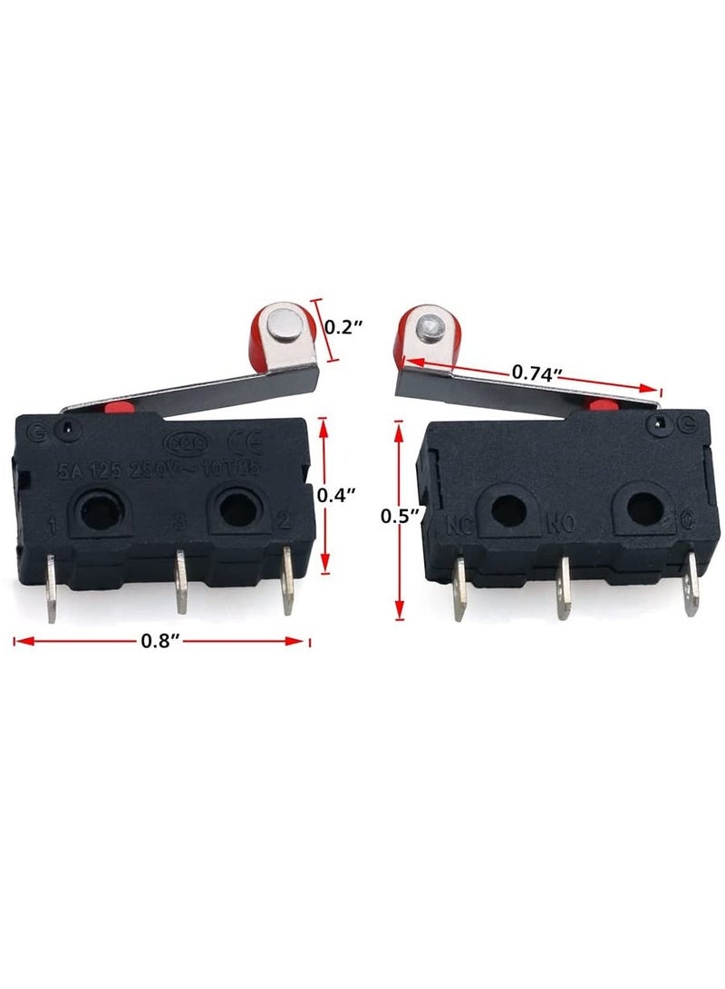 10-Pieces Limit Switch Micro Roller Lever Arm, NO/NC Limit Switch KW12-3 - Image 2
