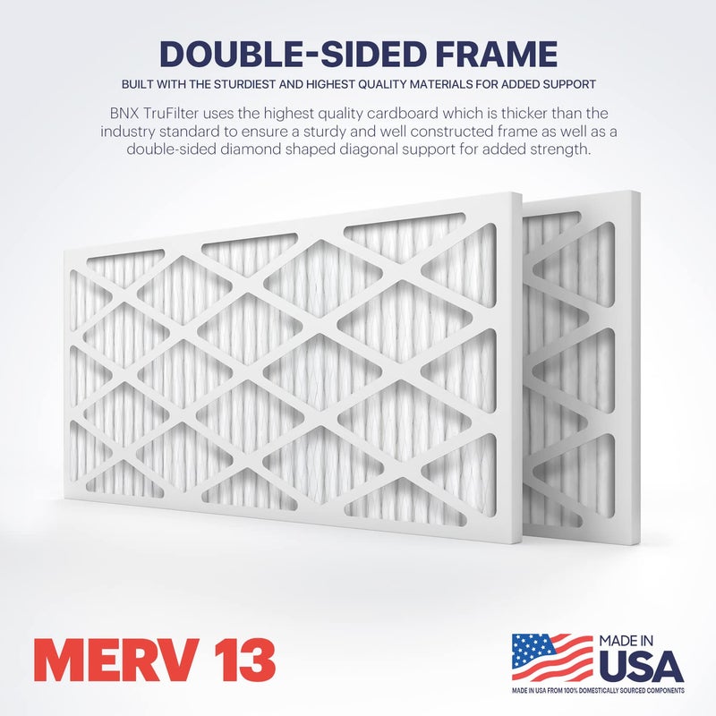 BNX TruFilter 20x30x1 Air Filter MERV 13 (4-Pack) - MADE IN USA - Electrostatic Pleated Air Conditioner HVAC AC Furnace Filters for Allergies, Pollen, Mold, Bacteria, Smoke, Allergen, MPR 1900 FPR 10 - Image 2