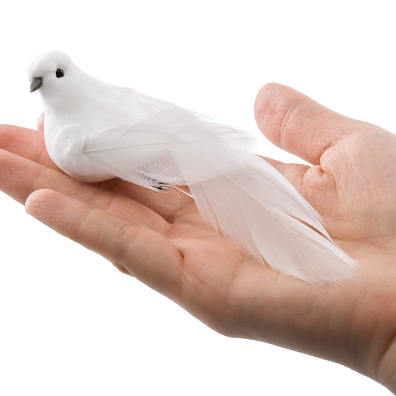 Okllen 12 Pack Artificial White Birds  Feathered Mini Doves Decor With Clips  White Dove Ornaments For Christmas Tree Home Garden Wedding Party Diy Decoration - Image 4