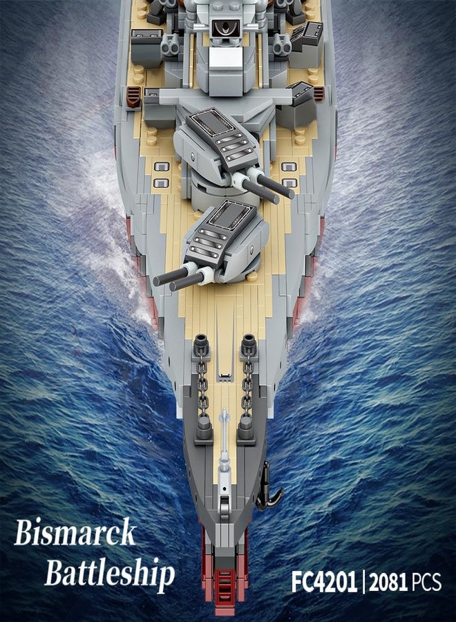 DUANT Technik FC4201 German Battleship Bismarck Building Blocks, 2081 PCS MOC Large WWII German Military Warship Marine Battleship Model for Adult - Image 3