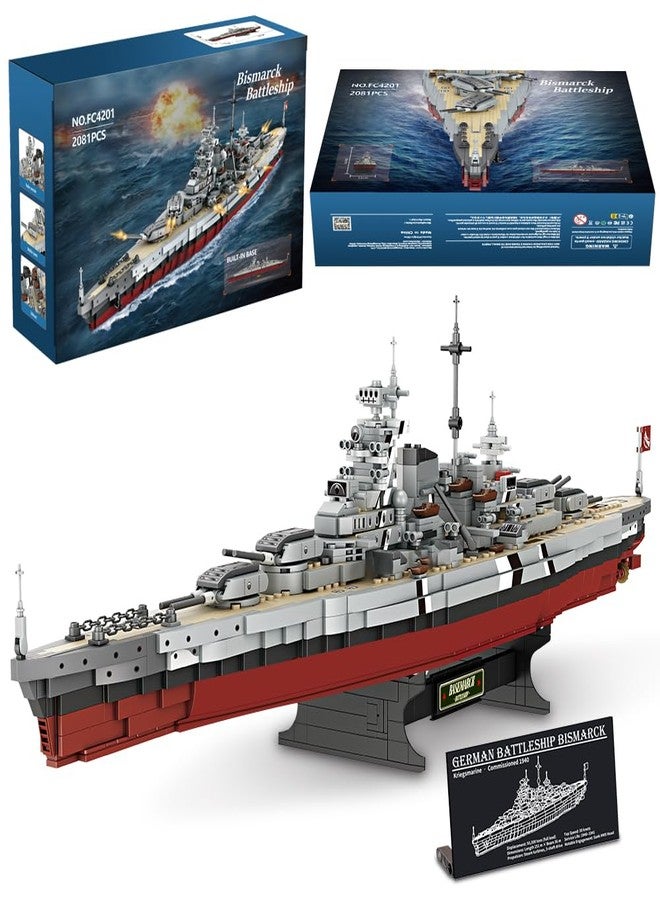 DUANT Technik FC4201 German Battleship Bismarck Building Blocks, 2081 PCS MOC Large WWII German Military Warship Marine Battleship Model for Adult - Image 1