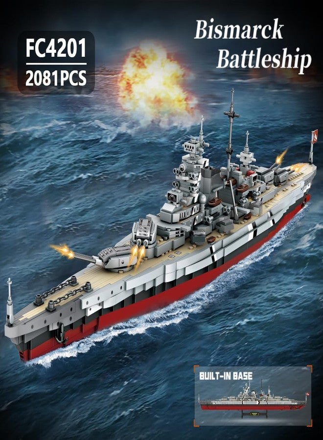 DUANT Technik FC4201 German Battleship Bismarck Building Blocks, 2081 PCS MOC Large WWII German Military Warship Marine Battleship Model for Adult - Image 2
