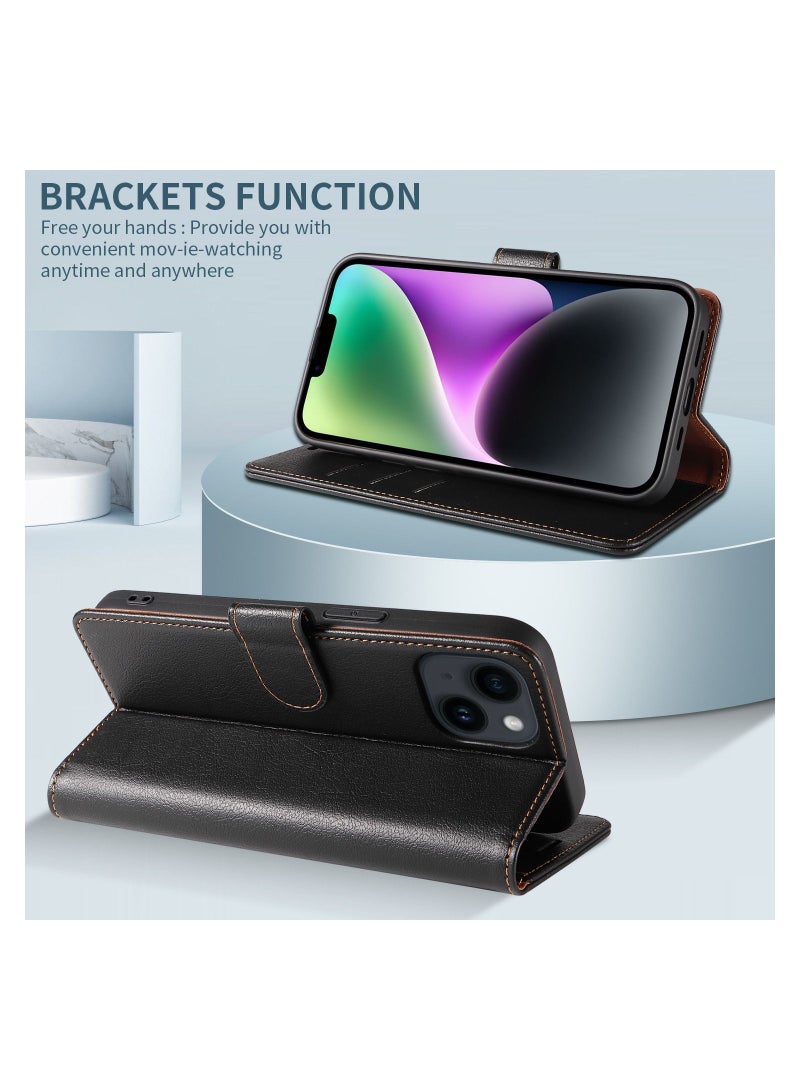 DUNISO iPhone 14 Pro Max 6.7" Leather Wallet Case RFID Blocking 4 Credit Card Holder Flip Folio Book Protective Cover Women Men for Apple 14 ProMax 5G Phone case Black  - Image 4