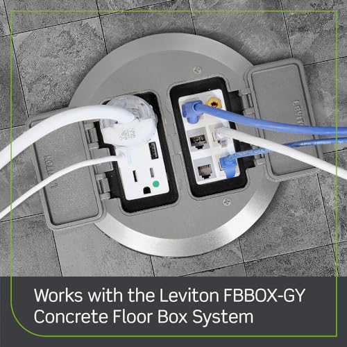 Leviton Concrete Floor Box Nickel Plated Cover Plate, 2 Decora Flip Lids, FBC2F-N - Image 2
