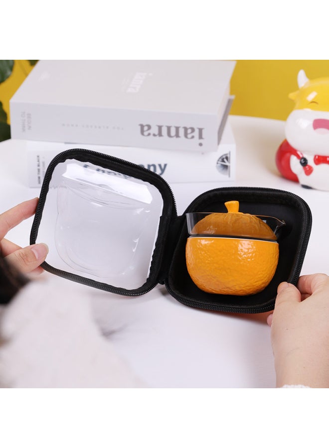 Persimmon Tea Jar Ceramic Small Portable Travel Sealed Jar Tea Box Storage Tea Jar Tea Packaging Box Empty Gift Box