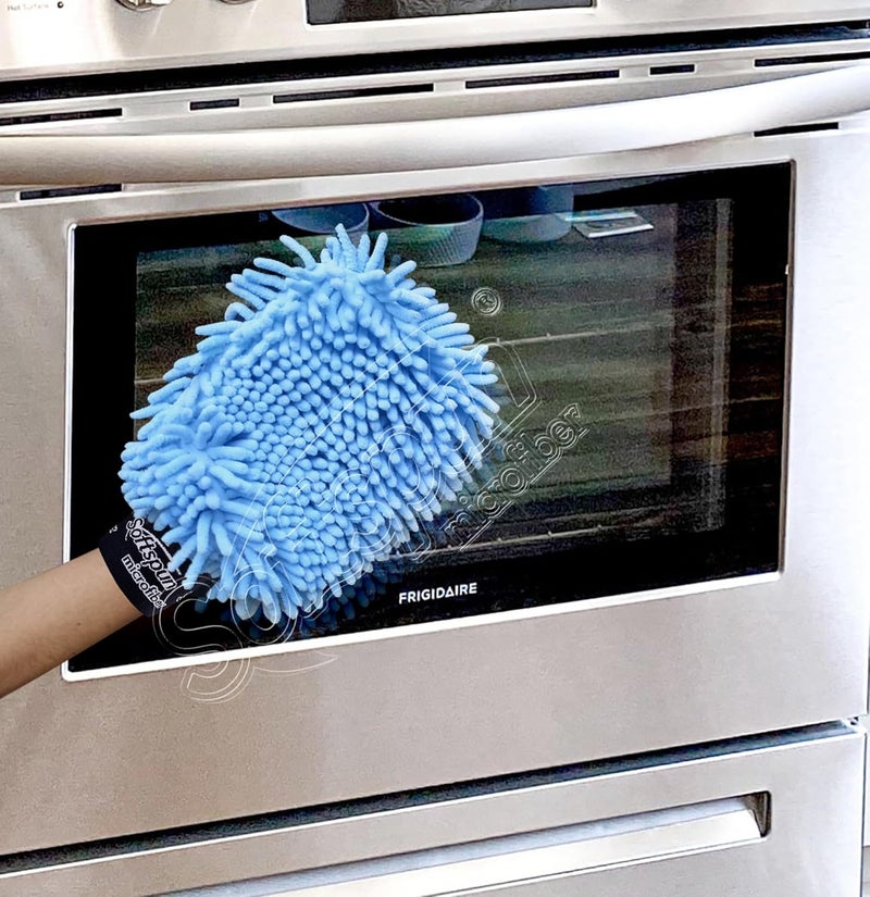 SOFTSPUN Microfiber Double Side Chenille Mitt, 3 Piece Set 1700 GSM Sky Blue, Multi-Purpose Super Absorbent and Perfect Wash Clean with Lint-Scratch Free Home, Kitchen, Window, Dusting! - Image 5