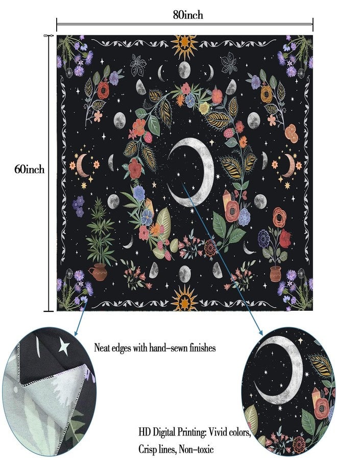 Kanuyee Floral Moon Tapestry Flower Tapestry for Bedroom Boho tapestries Wall Hanging Aesthetic for Bedroom and Living Room Moon 60×80 Inches - Image 4