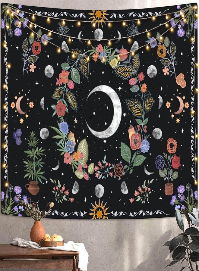 Kanuyee Floral Moon Tapestry Flower Tapestry for Bedroom Boho tapestries Wall Hanging Aesthetic for Bedroom and Living Room Moon 60×80 Inches - Image 2