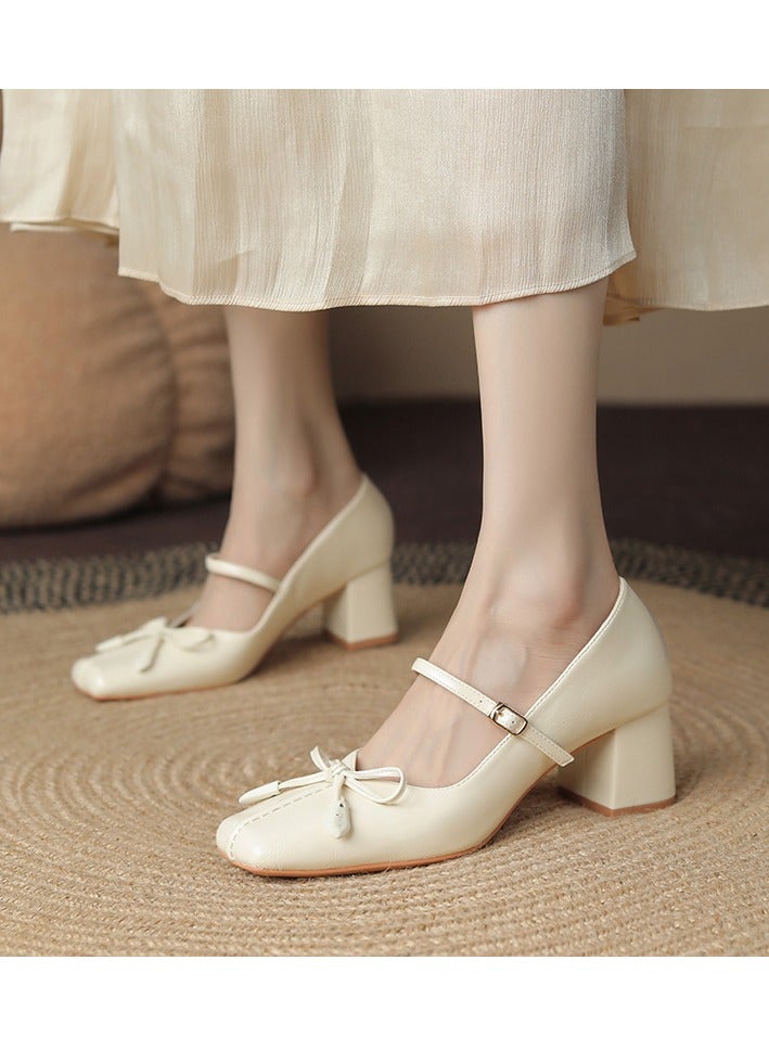 Loquat Sheepskin Mary Jane Coarse Custom Shoes - Image 1