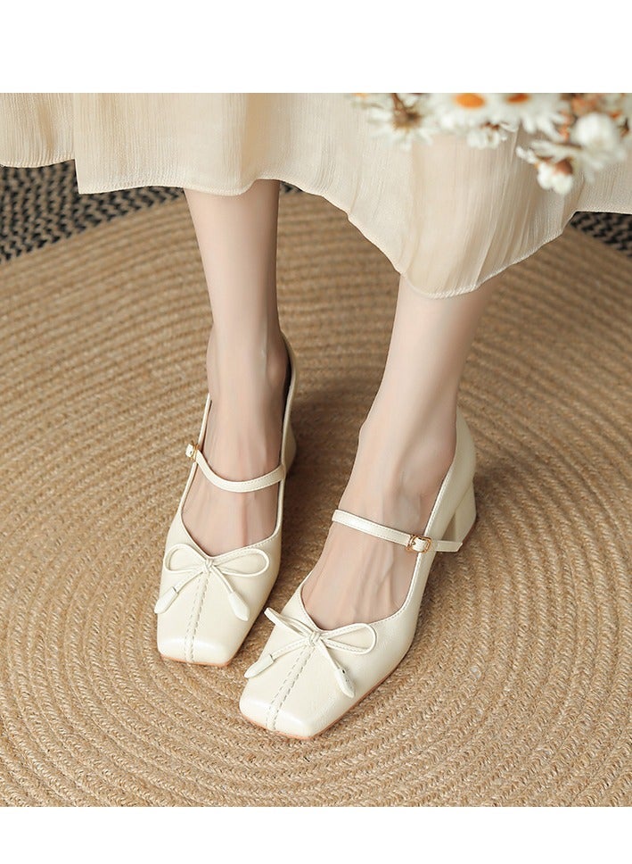 Loquat Sheepskin Mary Jane Coarse Custom Shoes - Image 2