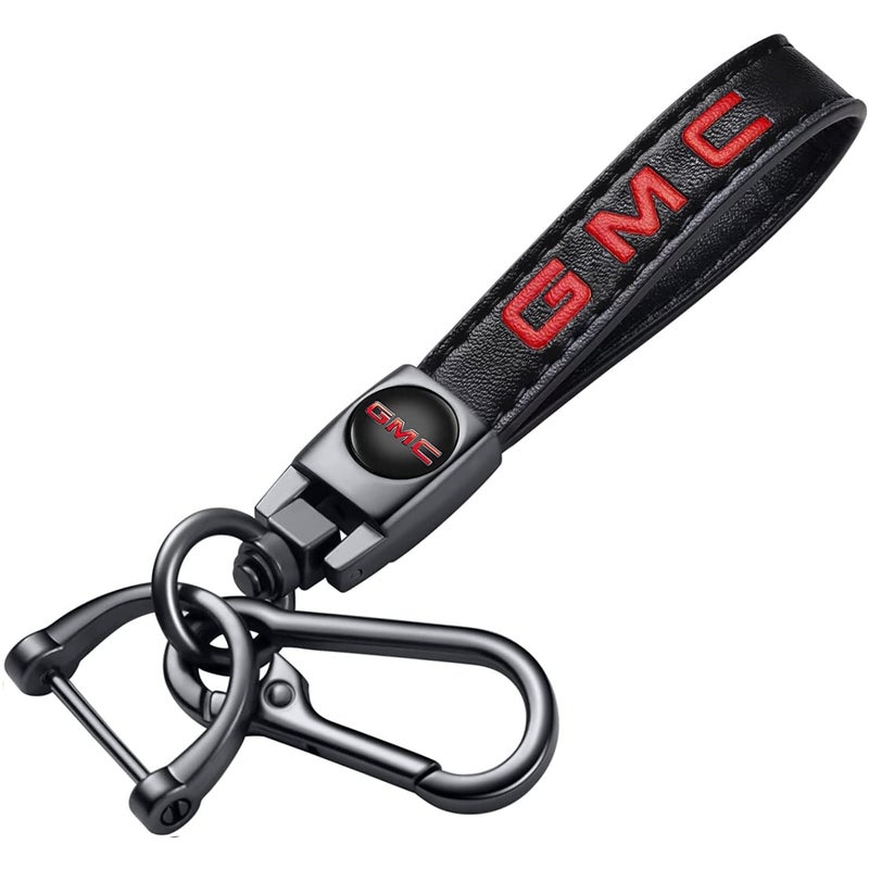 TACOMA Genuine Leather Car Keychain Fit for GMC Sierra Denali Canyon Terrain Yukon Jimmy Acadia Key Chain for Men and Women Family Present Key Ring AccessoriesBlack - Image 2